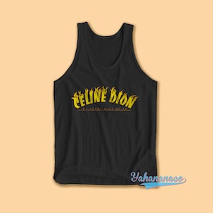 Celine Dion Tank Top Celine dion Parodie Tank Top Celine Dion Rock-Shirt Metall-Shirt Rock-Shirt Thrasher-Shirt lustiges Shirt Unisex schwarz weiß