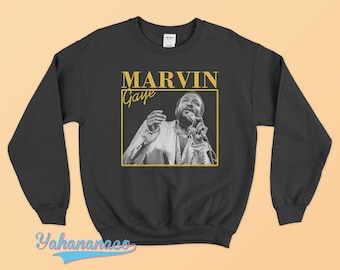 Marvin Gaye Sweatshirt Iconic American R&B Soul Singer Tribute Homage Active Wear Winter Unisex Sweatshirt Vintage 80&#39;s Gift Retro Vintage