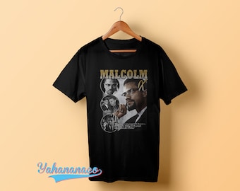 Malcolm X Bootleg Rap Shirt  Civil Rights Tee  Short-Sleeve Unisex Black White Vintage Style T-Shirt Inspidered 90s tee