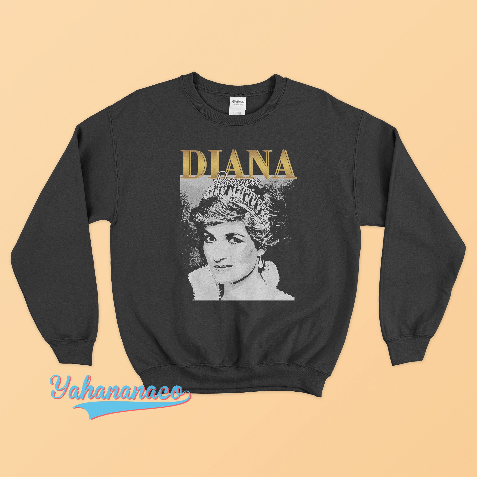Diana Princess Sweatshirt Princess Diana British Royal Family Princess of Wales Black White Unisex Sweater