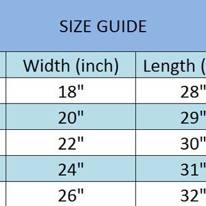 May include: Size chart for clothing with measurements in inches. The chart shows the width and length of clothing in sizes S, M, L, XL, and 2XL.