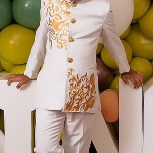 Item 426_ Gani African men 2pcs suit/Men clothing/ Wedding suit/Groom suit/Men&#39;s Prom outfit/2piece Men and kids suit/ Bespoke suit for men