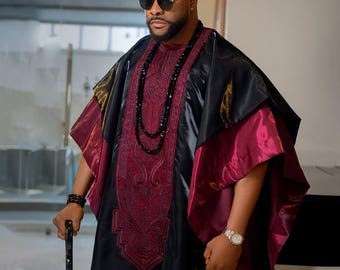 Handmade African Men's Attire: 3-Piece Groom Suit, Agbada for Weddings, African Fashion