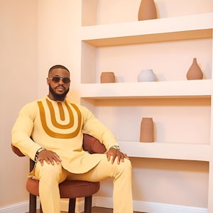 2pcs African men outfit, men attire, men fashion,Senator wear, Groomsmen suit, Prom dres, Shirt and pants, Nigerian fashion, Dashiki for men