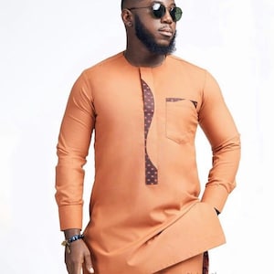 Baruwa African men clothing, male attire, top and pants, Nigeria male outfits, male wears, wedding suit