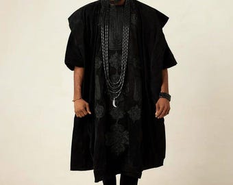 African Men's Agbada 3-Piece Suit: Diran Wedding Outfit, African Aso oke traditional clothing