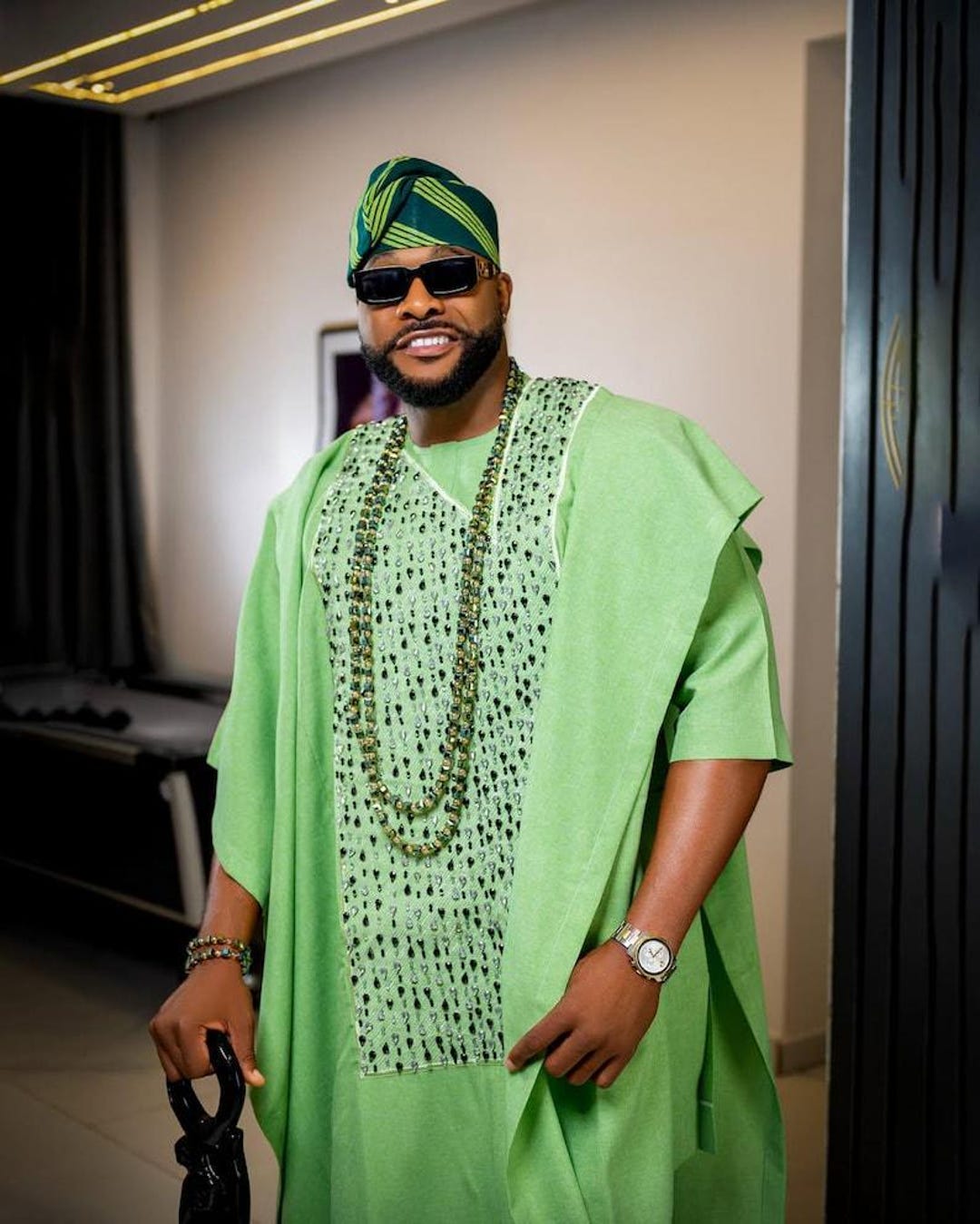 Kings Olive Green Beaded Men's Agbada: Traditional Wedding Attire ...