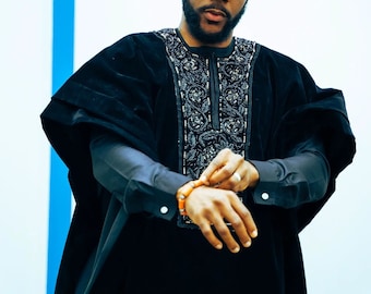 Handmade African Men's Agbada: 3-Piece Groom Suit