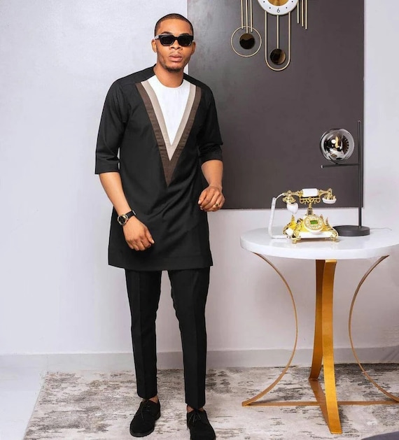 Tena African Men's Shirt and Pant Set: Prom Groom Suit