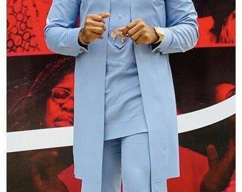African Men's Shirt and Pant Set - Custom Wedding Groom Suit