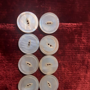 Buttons x 8 Mother of Pearl 2.5 cm across. Vintage / Antique MOP Buttons.