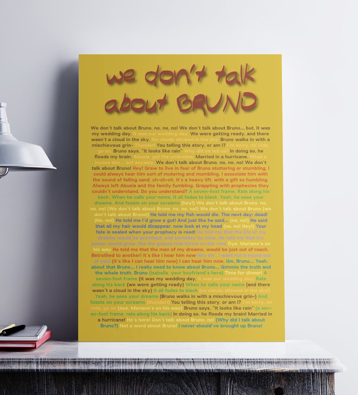 We Don't Talk About Bruno Japanese Romaji Encanto We Don't Talk About Bruno Lyrics Poster - Etsy UK