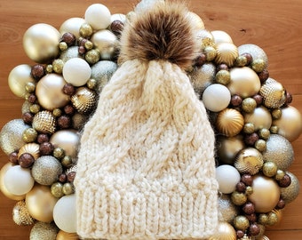 Handmade Wool Blend Knit Beanie With Pom Pom - Etsy