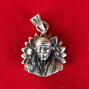 Sai Baba Sterling Silver Pendant, Sai Baba Oxidised Pendant, Om Sai Baba Pendant, Shridi Sai Baba Pendant, Hindu God Goddess Lucky Pendant