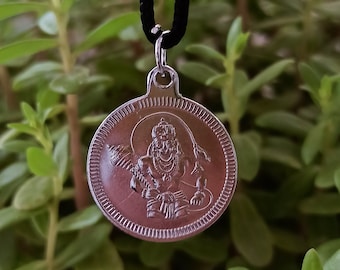 Lord Hanuman Pendant, Hindu God Hanuman Silver colour Locket, India Monkey God Hindu deity Charm, Indian Protection Amulet Kavach