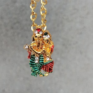 Collar con colgante de Radha Krishna, dios hindú Radha Krishna, joyería, collar religioso de la India, collar de Krishna, dios hindú del amor
