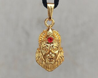 Ciondolo Lord Hanuman, medaglione in ottone del dio indù Hanuman, ciondolo della divinità indù del dio scimmia indiano, amuleto di protezione indiano Kavach, fatto a mano