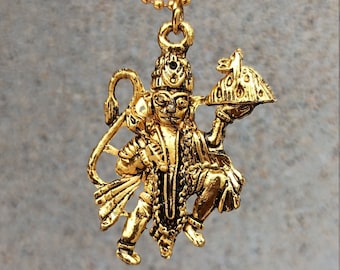 Ciondolo Lord Hanuman, Medaglione del Dio indù Hanuman, Fascino della divinità indù del Dio scimmia indiano, Amuleto di protezione indiana Kavach, Ciondolo Veer Hanuman