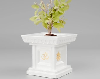 Vaso di Tulsi fatto a mano - Vaso di basilico sacro indiano per casa e giardino, decorazione spirituale, regalo di energia positiva Vastu