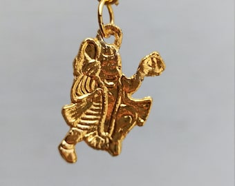 Ciondolo Lord Hanuman, ciondolo dorato del dio indù Hanuman, ciondolo della divinità indù del dio scimmia indiano, amuleto di protezione indiano Kavach