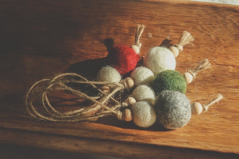 Felt Ball Christmas Ornaments, Felt Christmas Decorations, Scandinavian Christmas, Boho Christmas, Farmhouse Christmas, Farmhouse Ornaments image 3