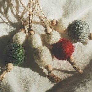 Felt Ball Christmas Ornaments, Felt Christmas Decorations, Scandinavian Christmas, Boho Christmas, Farmhouse Christmas, Farmhouse Ornaments image 4