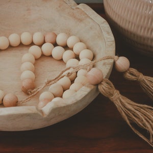 Chunky Naturholz Perlen Girlande mit String Quasten