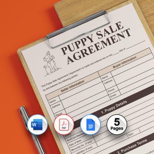 Puppy Sale Agreement Template, Editable Contract Form to Purchase Dog Breeder (PDF, Word, Google Docs)