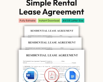Rental Lease Agreement Template: Editable Property Contract Form Printable (PDF, Word, Google Docs)