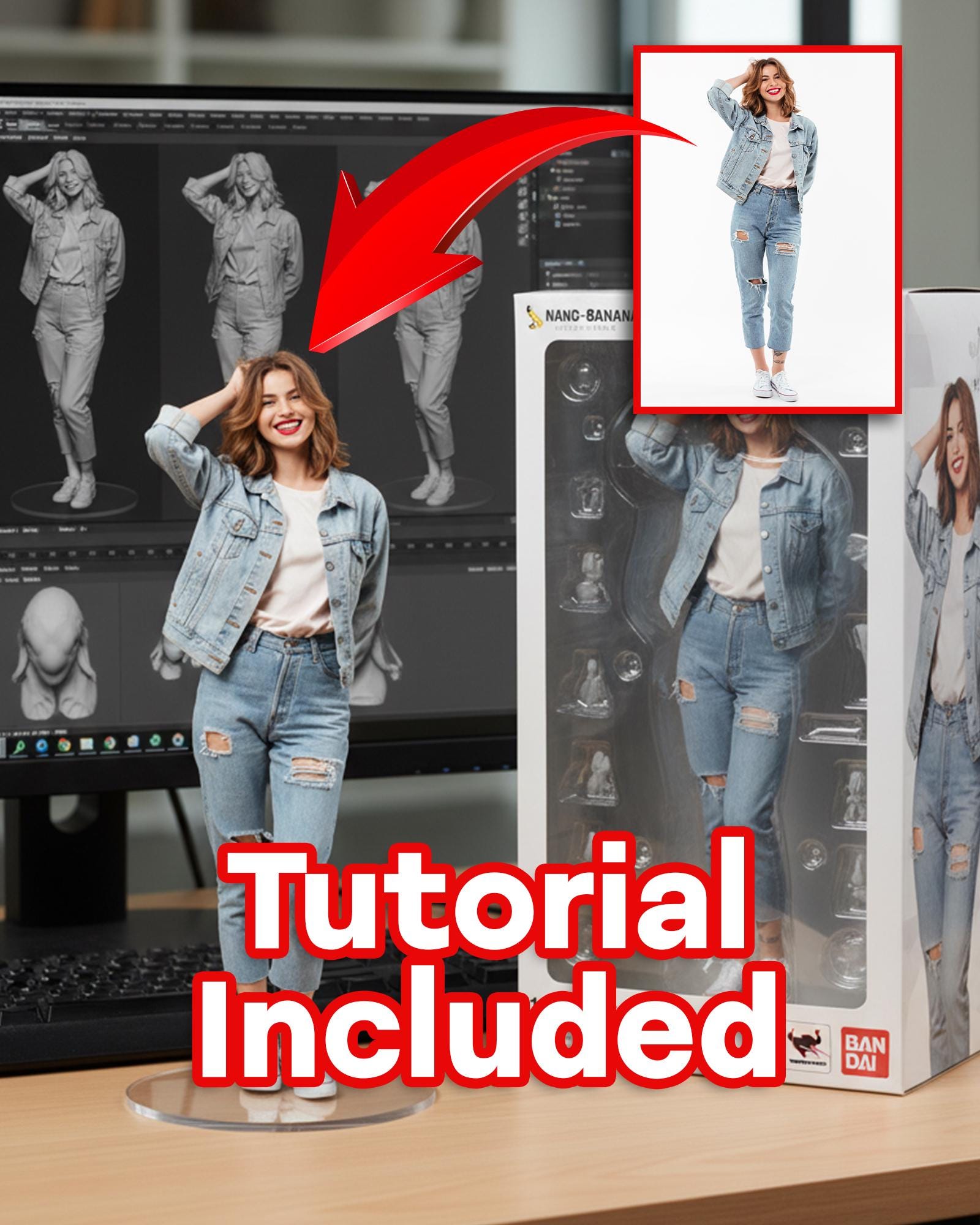 Making Photo Figures 3D Digital Figurine Portrait From Photo: DIY Tutorial (digital Download ...