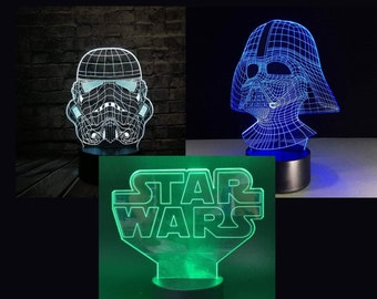 3d Darth Vader Lamp Etsy