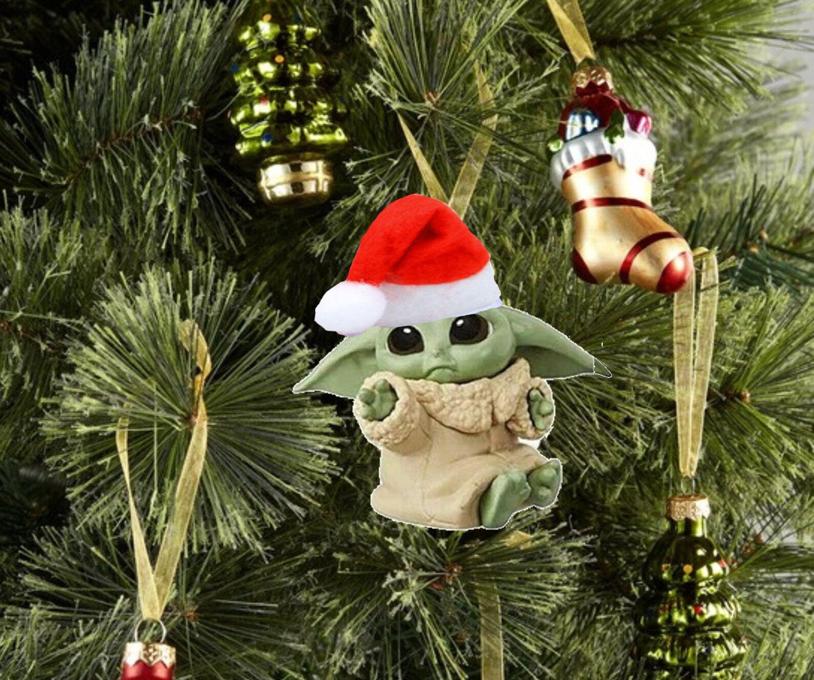 Baby Yoda Santa Christmas Decoration 
