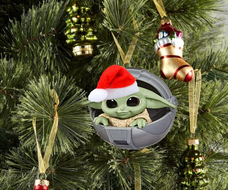 Baby Yoda Santa Christmas Decoration With Santa Hat Christmas | Etsy