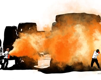 Stonehenge Protest Illustration