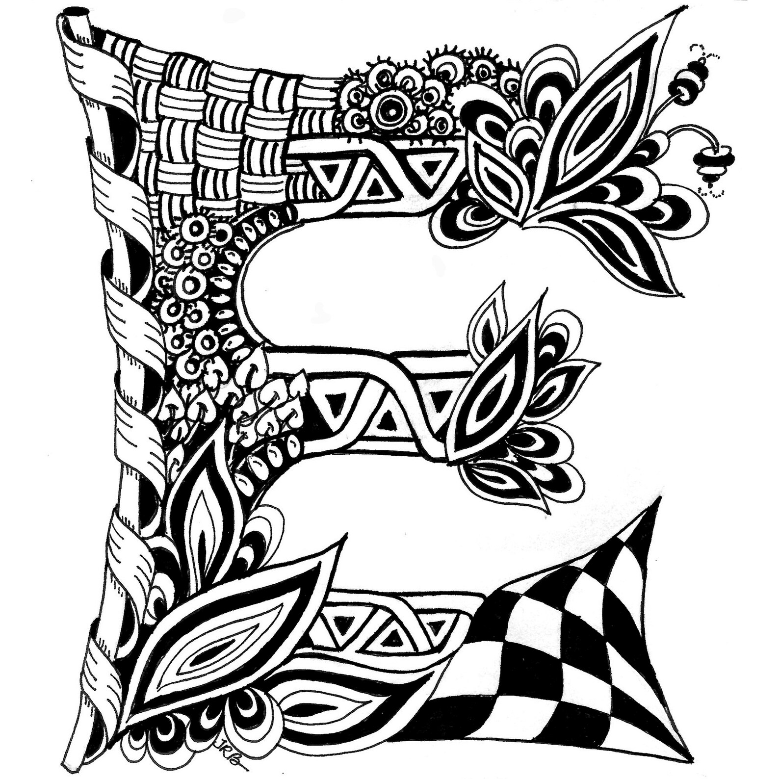 Line Art Patterns Letter E Monogram Letter Wall Decor Etsy