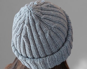 WZÓR NA DZIERGANIE CZAPKI*Wzór na damską czapkę beanie*Wzór cyfrowy w formacie PDF*Prążkowana czapka 2x2