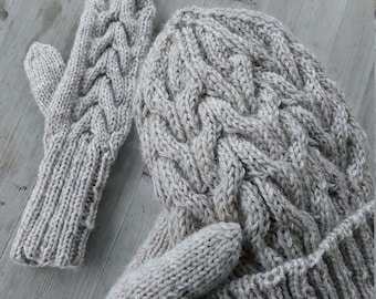 WZÓR NA DZIERGANIE CZAPKA*Wzór na damską czapkę beanie*2 Wzór cyfrowy w formacie PDF*Czapka z warkoczowym splotem Rękawiczki damskie Wzór cyfrowy w formacie PDF*Wzór cyfrowy w formacie PDF*Dzianina warkoczowa