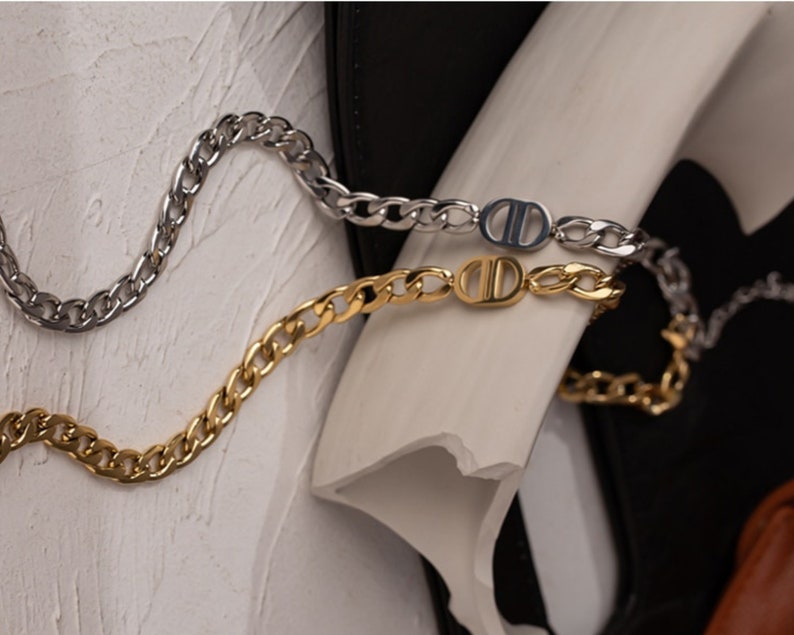 CD Necklace Stainless Steel Gold Plated Etsy