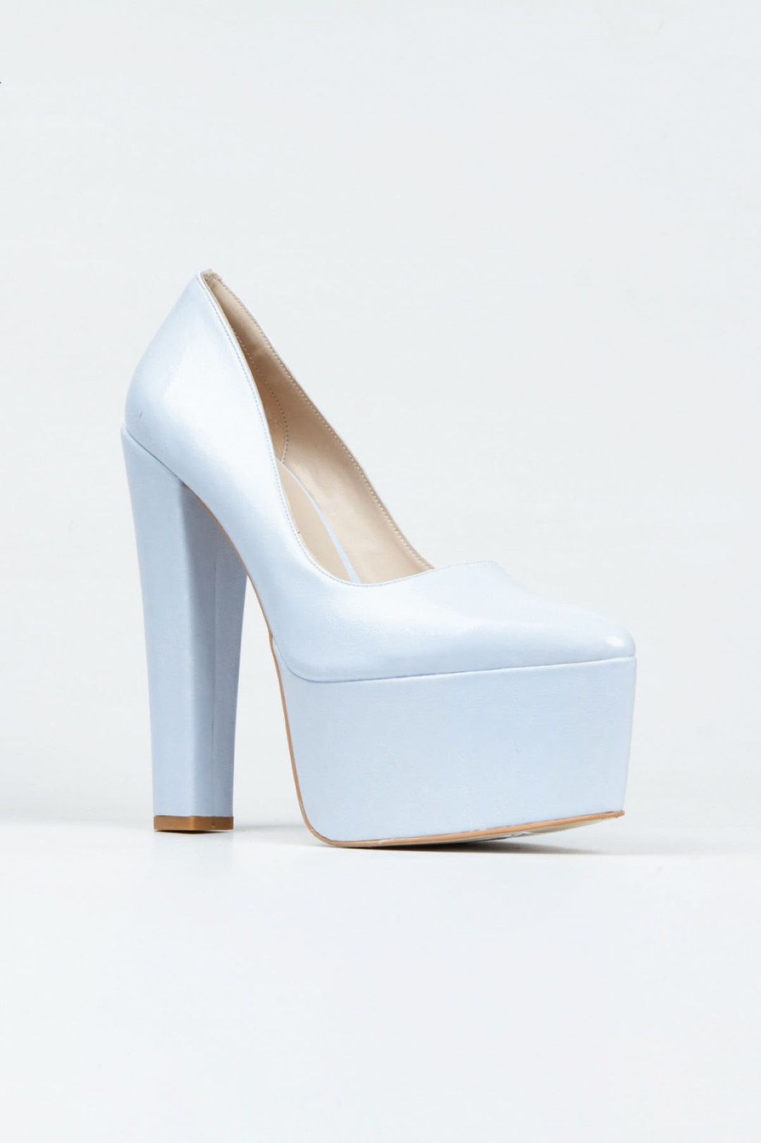 Buy WEDDING SHOES, Baby Blue Shoes, High Block Heel, Party