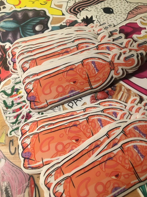 Polpo in una bottiglia adesivo chiaro | Etsy