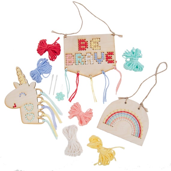 Jueybean Kids Embroidery Sewing Kit-diy Wooden Craft Stitch Kit for  Beginners, Made in the USA 
