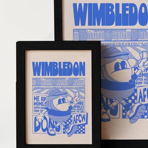 AFC Wimbledon Wall Art Print, Framed/Unframed, We are wombles print, Haydon the Womble, Christmas Gift for Him, Football Art Wall Decor