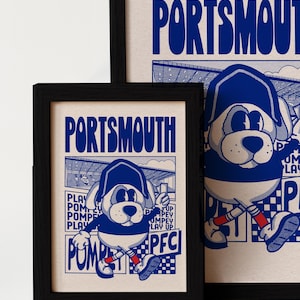 Portsmouth Football Club Wall Art Framed/Unframed, Play up Pompey print, Christmas Gift for him,Wall Decor