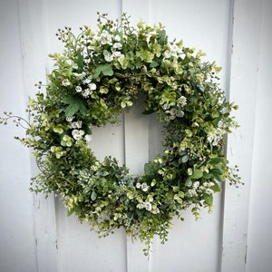 24-Inch Boxwood Grapevine Wreath With Sash & Welcome Sign – All-Season Artificial Greenery For Door Or Wall - View #3