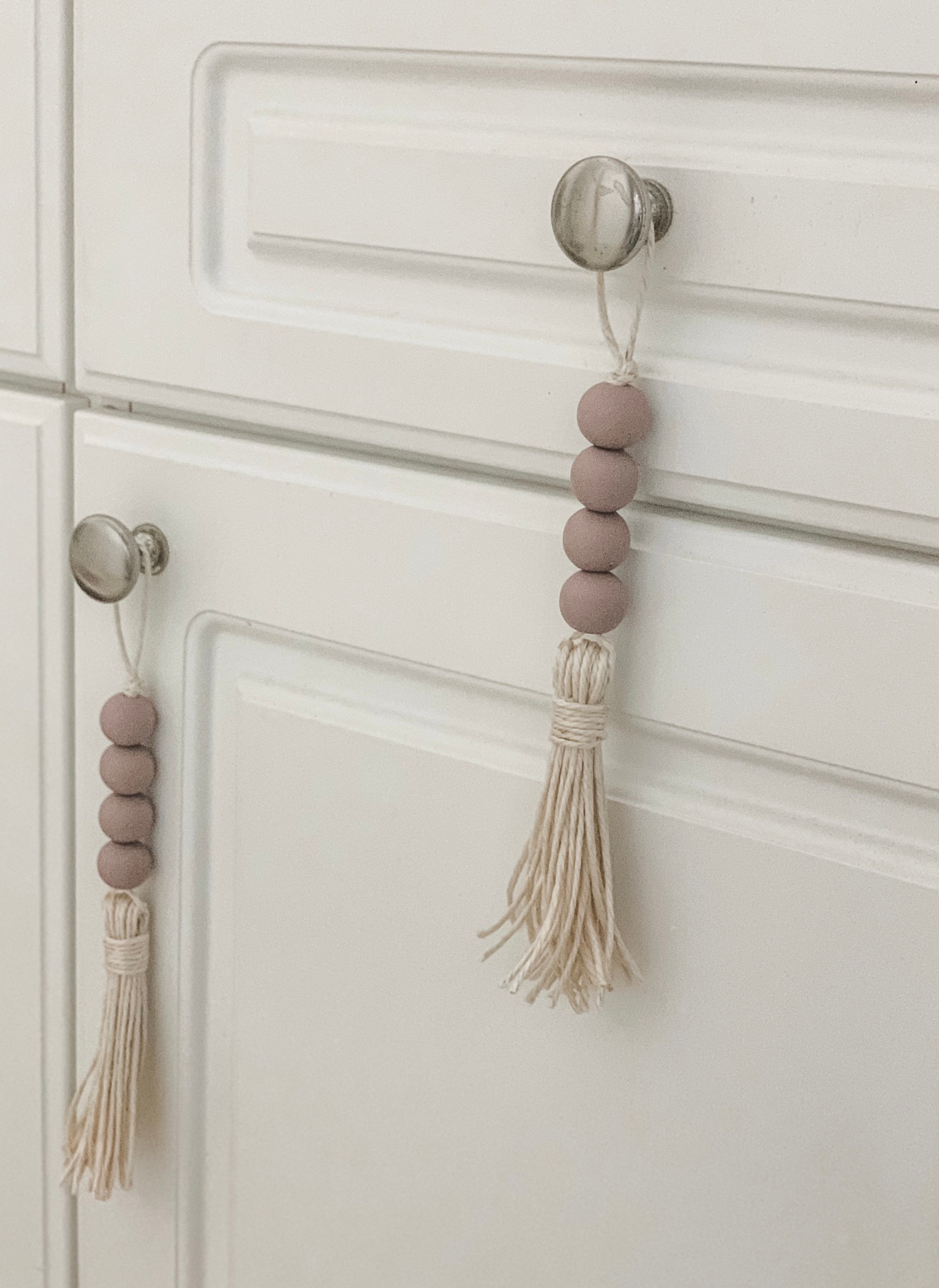 Set of 2 Door knob tassels Wooden bead garland tassels Etsy