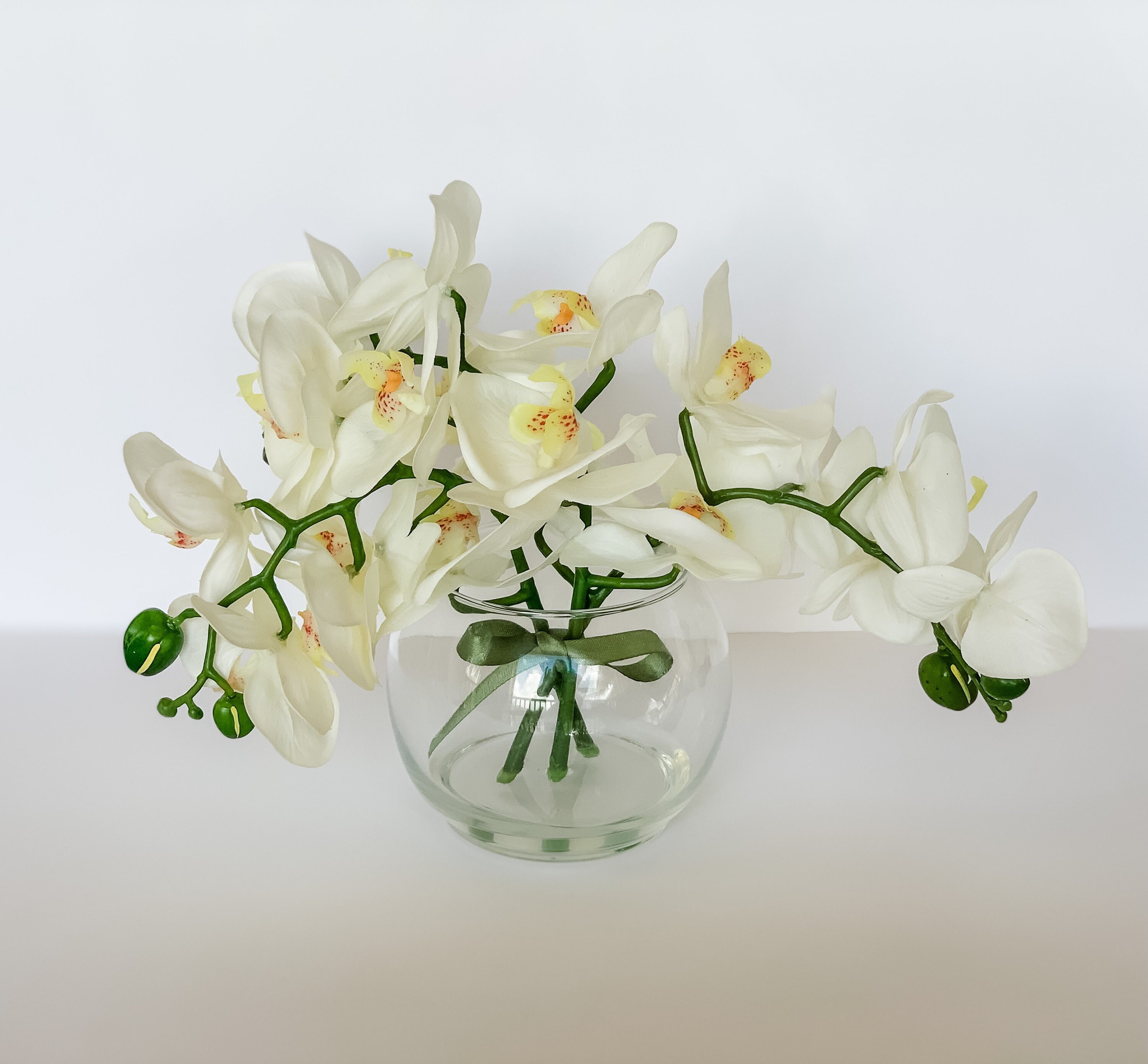 White Real Touch Orchid Arrangement in a vase for Home Decor Etsy