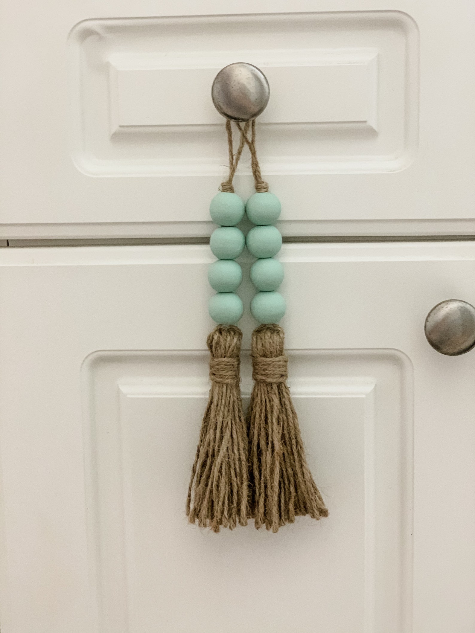 Set of 2 Door knob tassels Wood bead garland tassels Modern Etsy