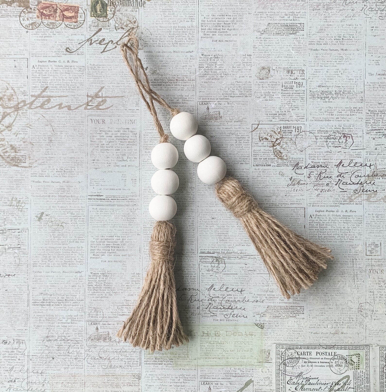 Set of 2 Mini Door knob tassels Wooden bead garland tassels Etsy