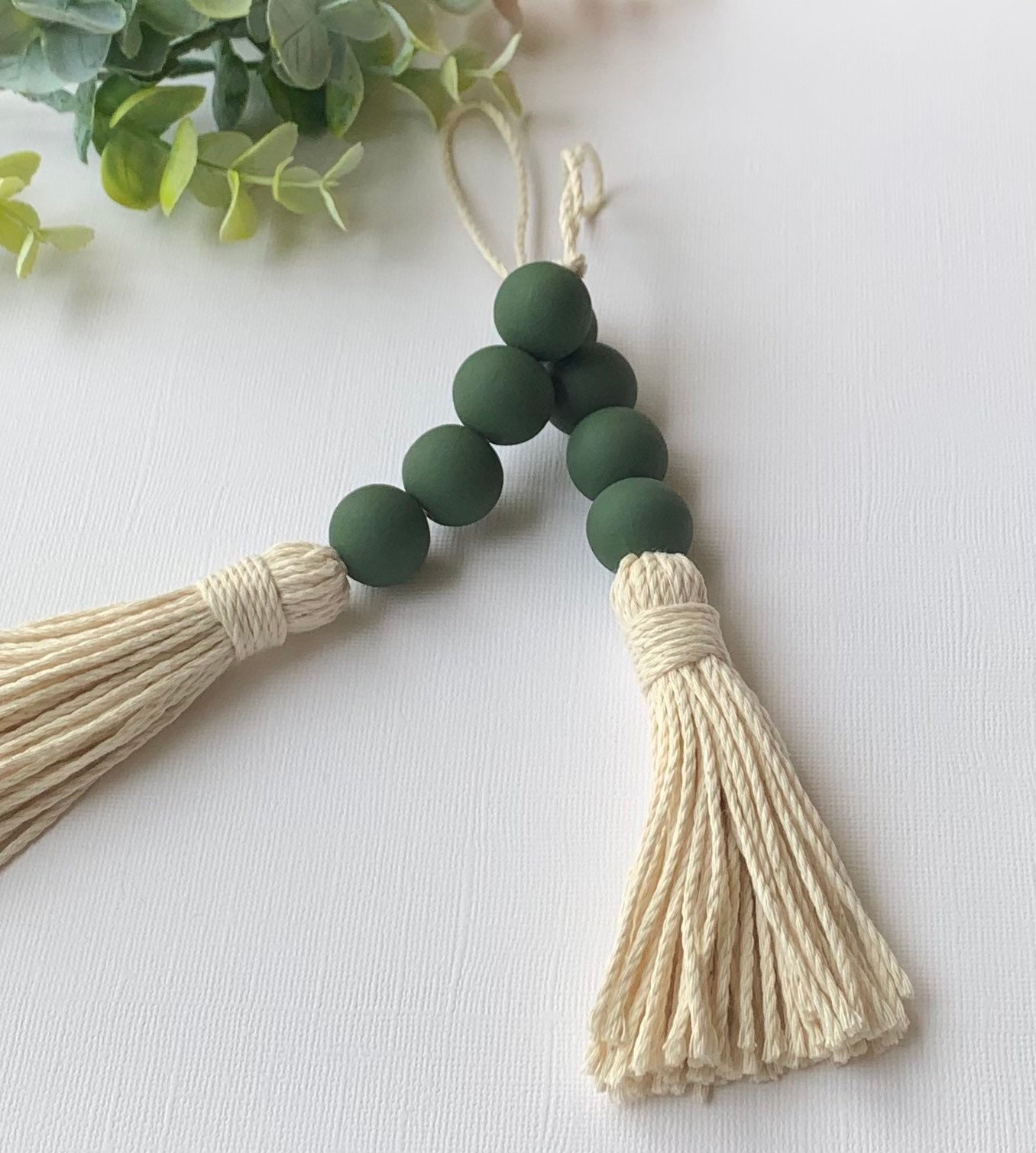 Set of 2 Door knob tassels Wooden bead garland tassels Etsy