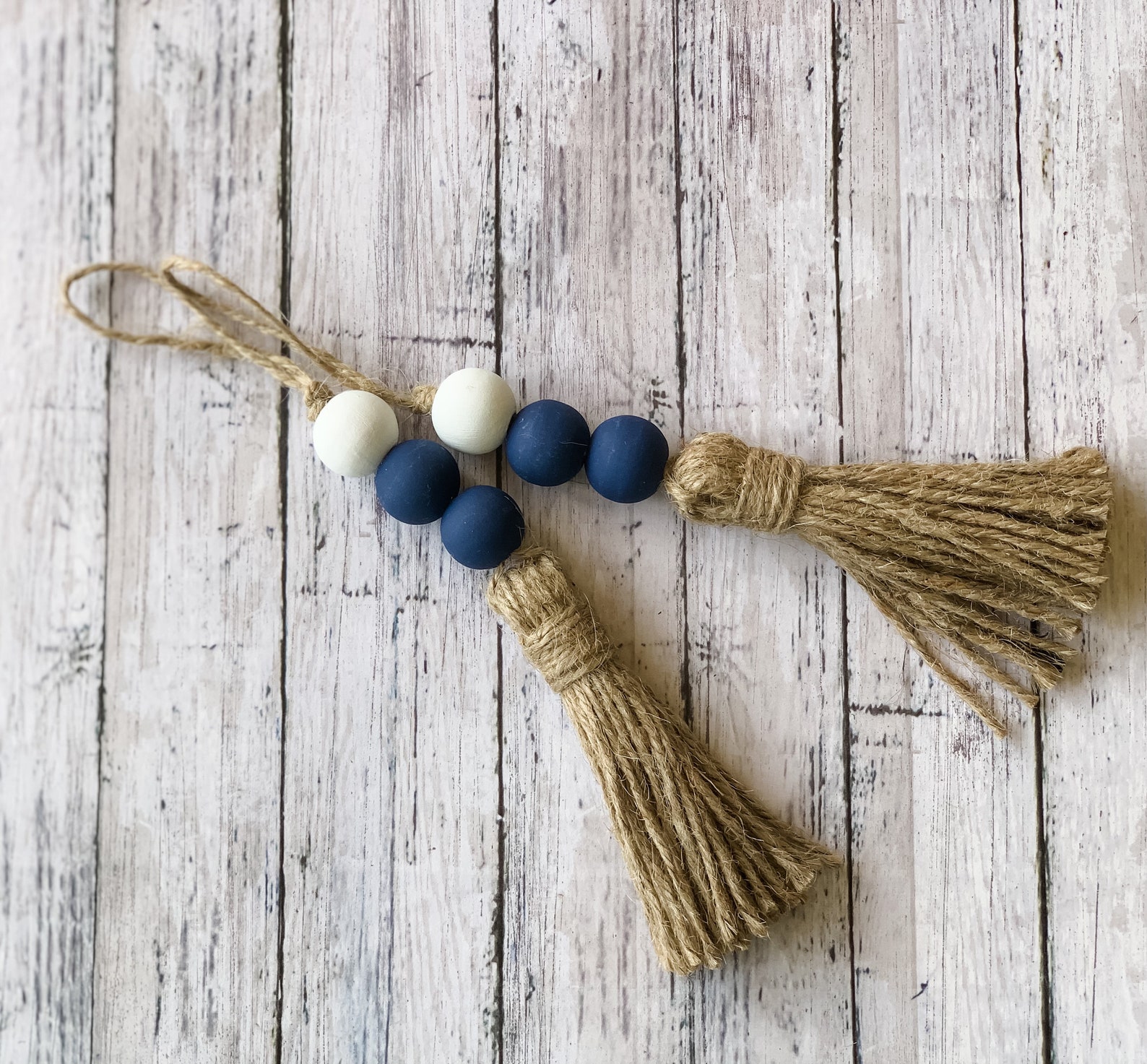 Set of 2 Mini Door knob tassels Wooden bead garland tassels Etsy